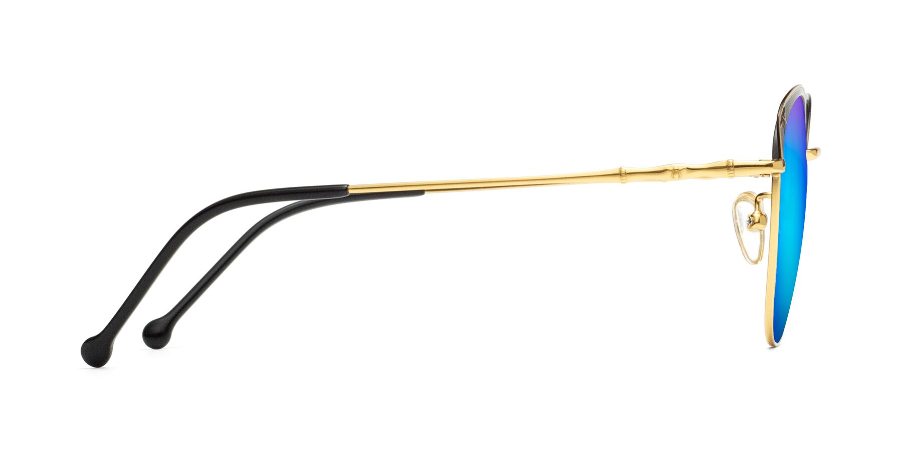 Side of 18019 in Black-Gold with Blue Mirrored Lenses