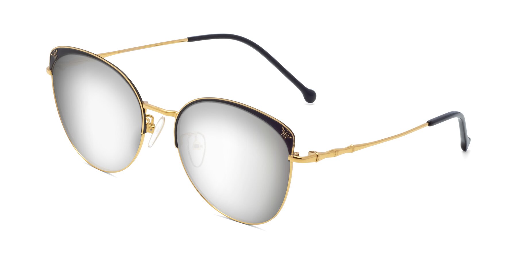 Angle of 18019 in Black-Gold with Silver Mirrored Lenses