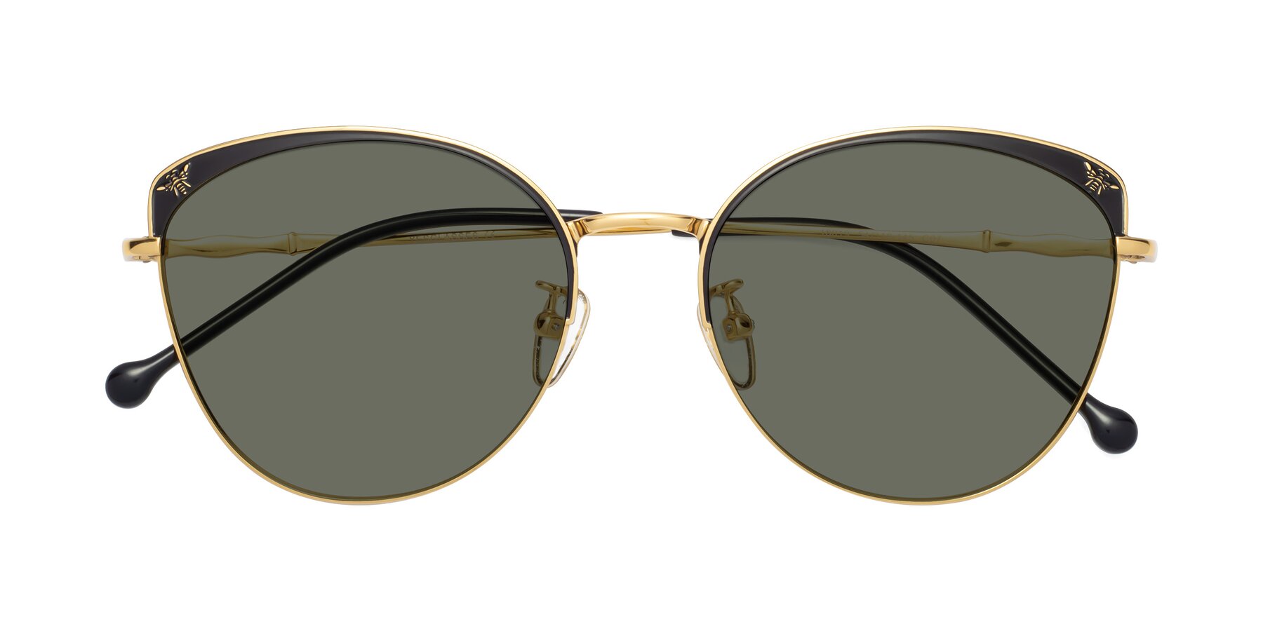 Folded Front of 18019 in Black-Gold with Gray Polarized Lenses