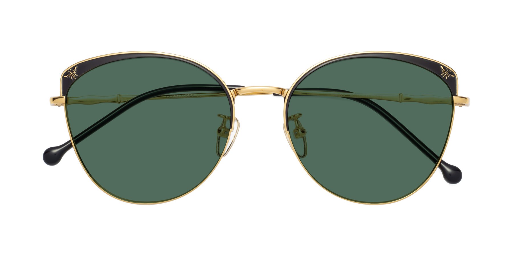 Folded Front of 18019 in Black-Gold with Green Polarized Lenses