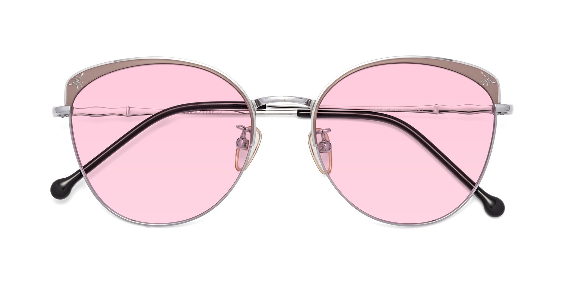 Folded Front of 18019 in Tan-Silver with Light Pink Tinted Lenses