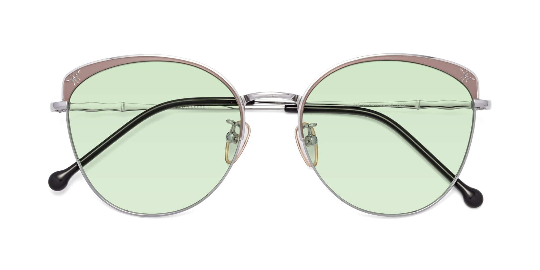 Folded Front of 18019 in Tan-Silver with Light Green Tinted Lenses