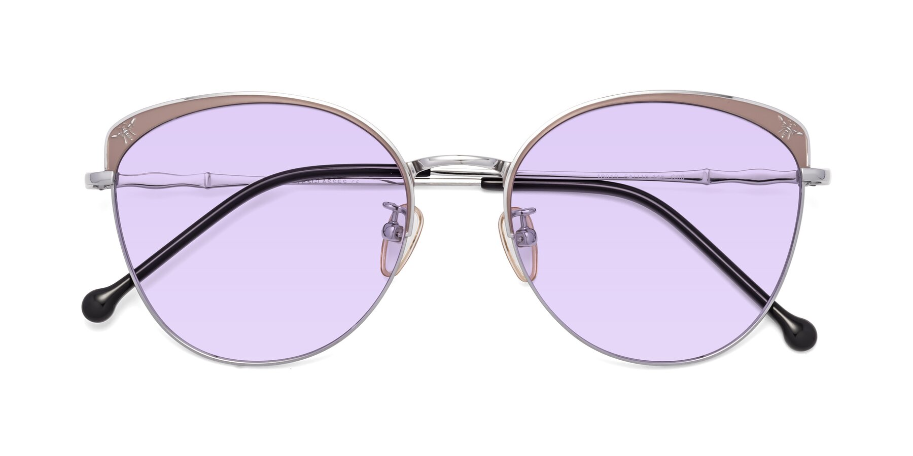 Folded Front of 18019 in Tan-Silver with Light Purple Tinted Lenses