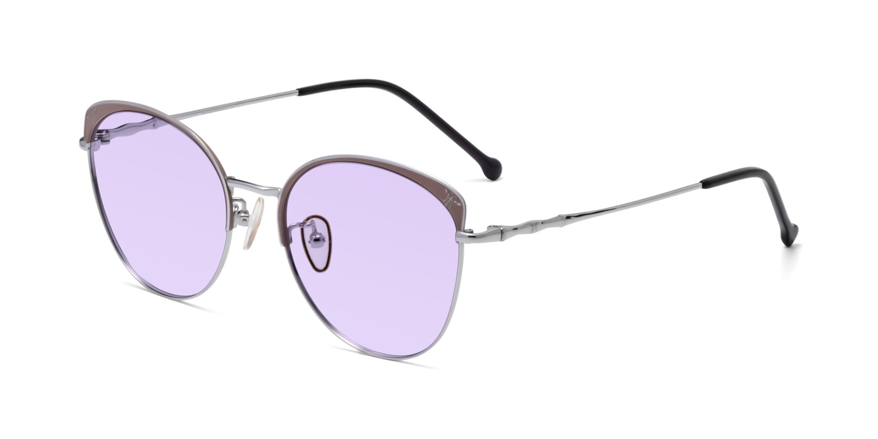 Angle of 18019 in Tan-Silver with Light Purple Tinted Lenses