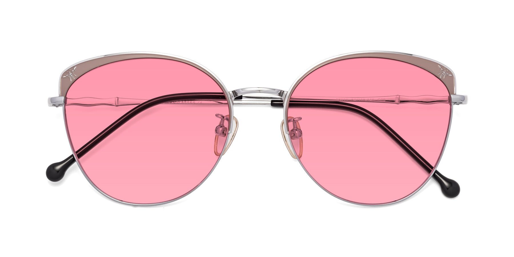 Folded Front of 18019 in Tan-Silver with Pink Tinted Lenses