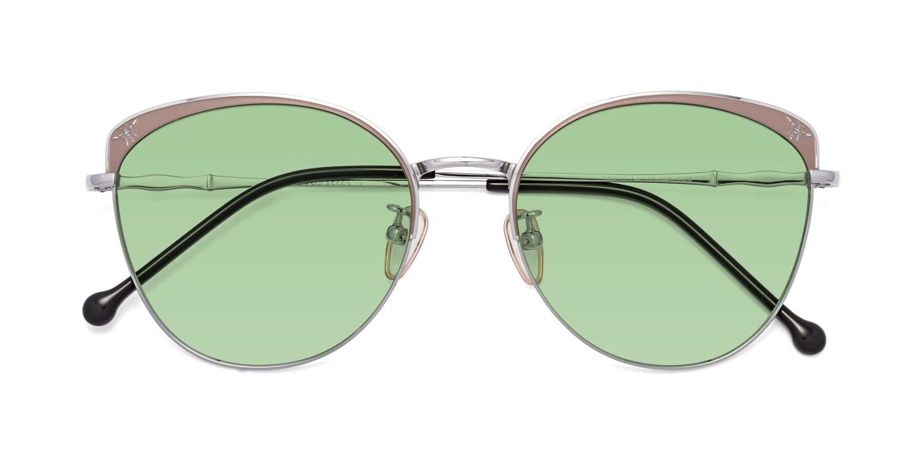 Folded Front of 18019 in Tan-Silver with Medium Green Tinted Lenses