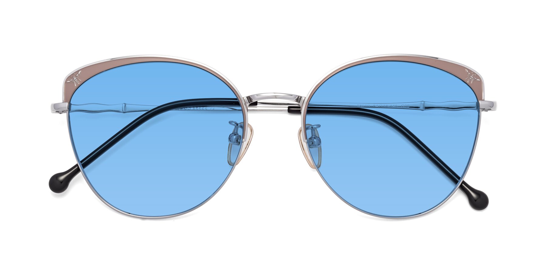 Folded Front of 18019 in Tan-Silver with Medium Blue Tinted Lenses