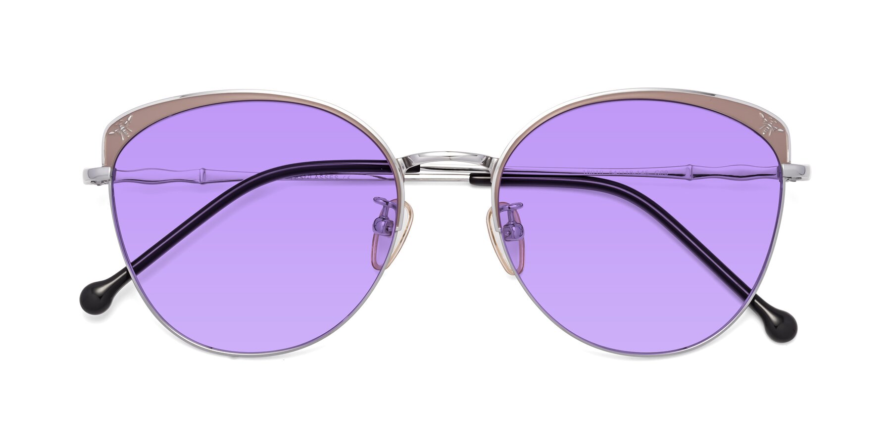 Folded Front of 18019 in Tan-Silver with Medium Purple Tinted Lenses