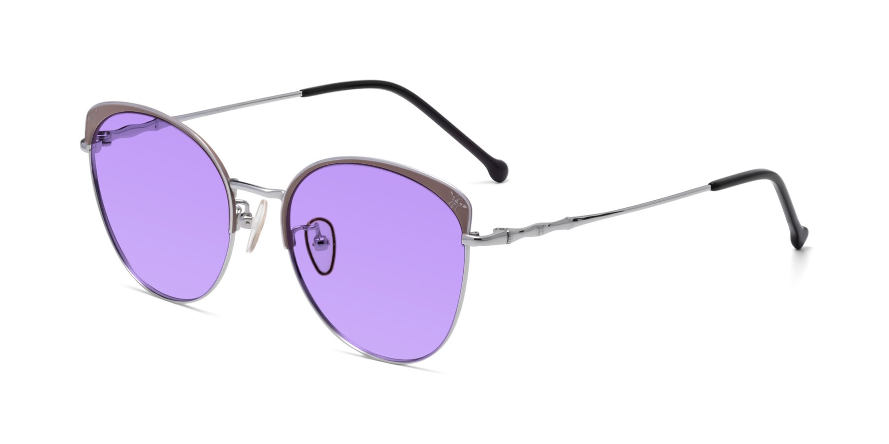 Angle of 18019 in Tan-Silver with Medium Purple Tinted Lenses