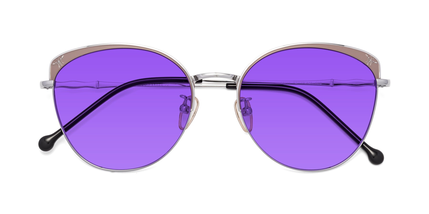 Folded Front of 18019 in Tan-Silver with Purple Tinted Lenses