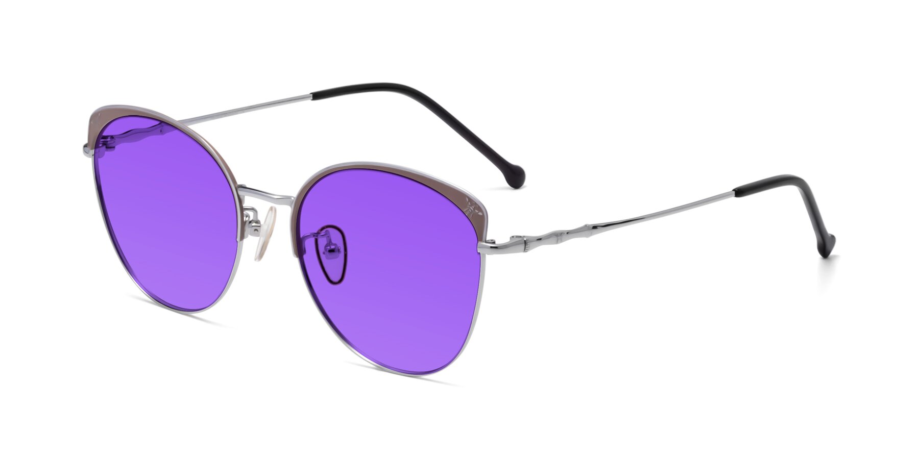 Angle of 18019 in Tan-Silver with Purple Tinted Lenses