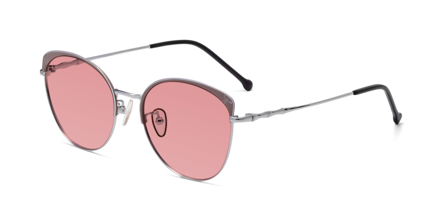 Angle of 18019 in Tan-Silver with Medium Garnet Tinted Lenses