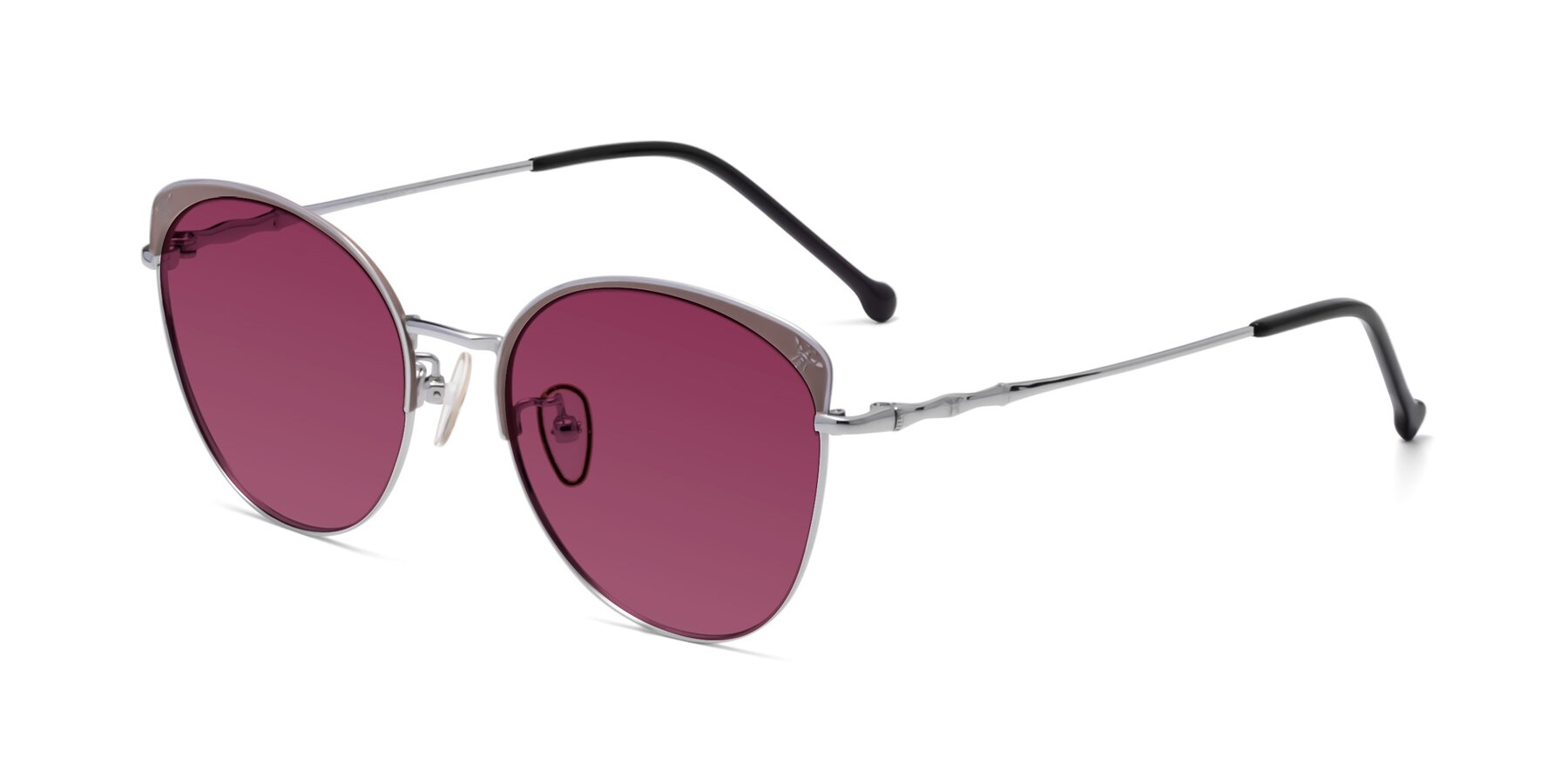 Angle of 18019 in Tan-Silver with Wine Tinted Lenses