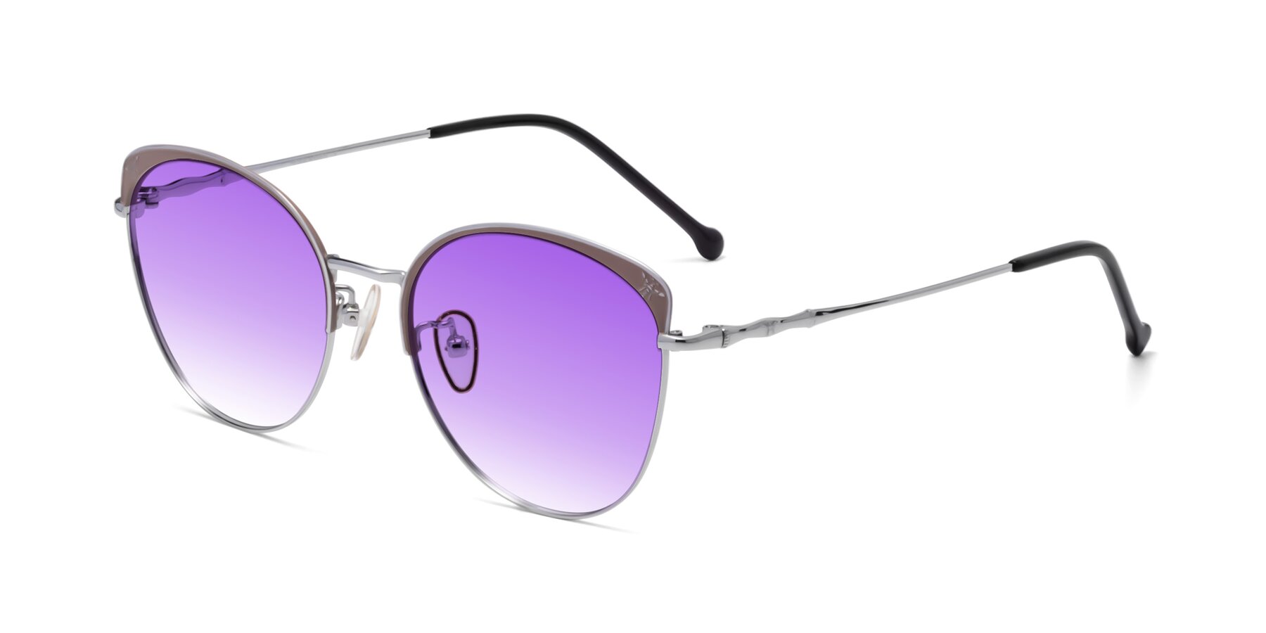 Angle of 18019 in Tan-Silver with Purple Gradient Lenses