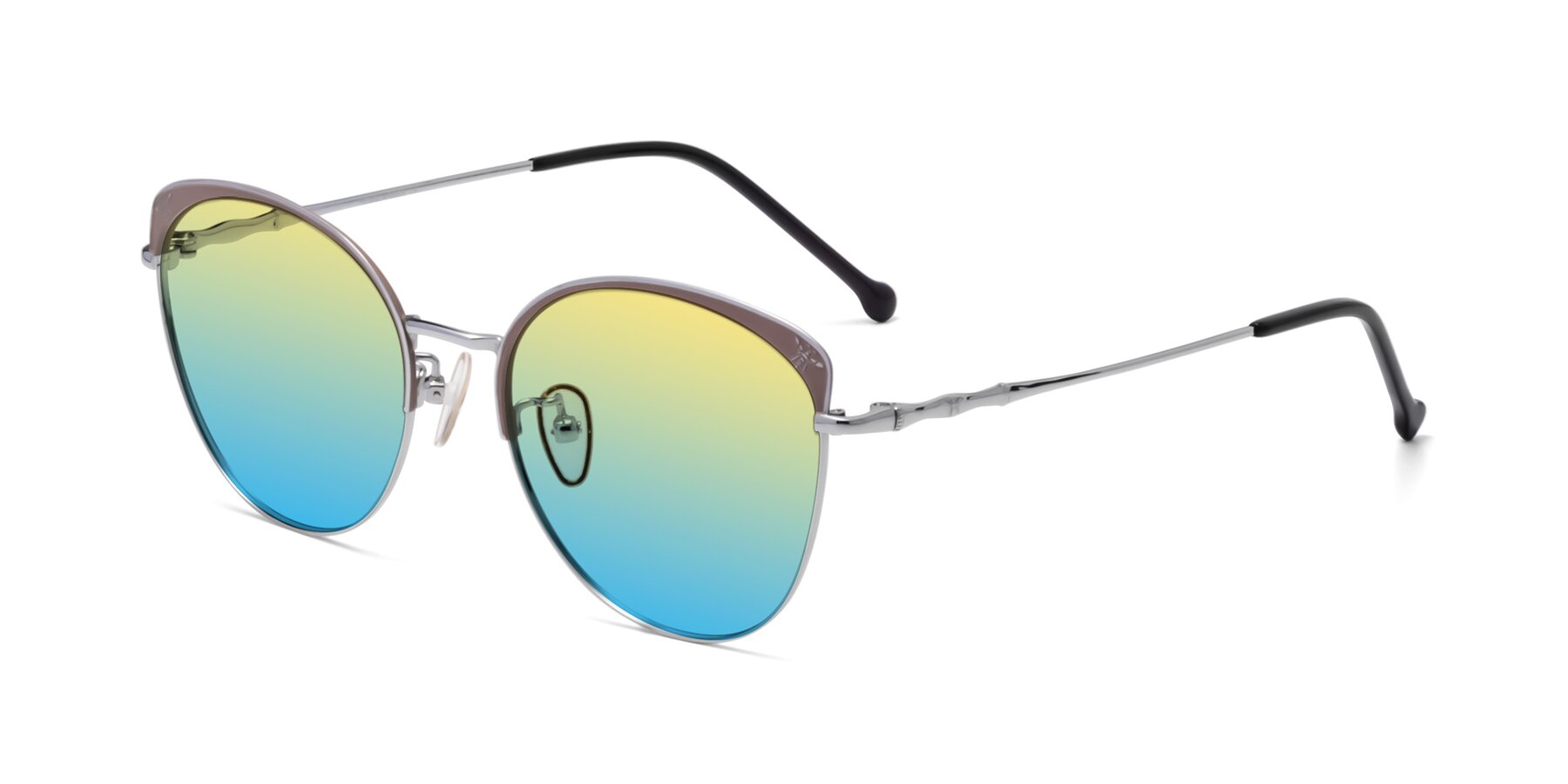 Angle of 18019 in Tan-Silver with Yellow / Blue Gradient Lenses