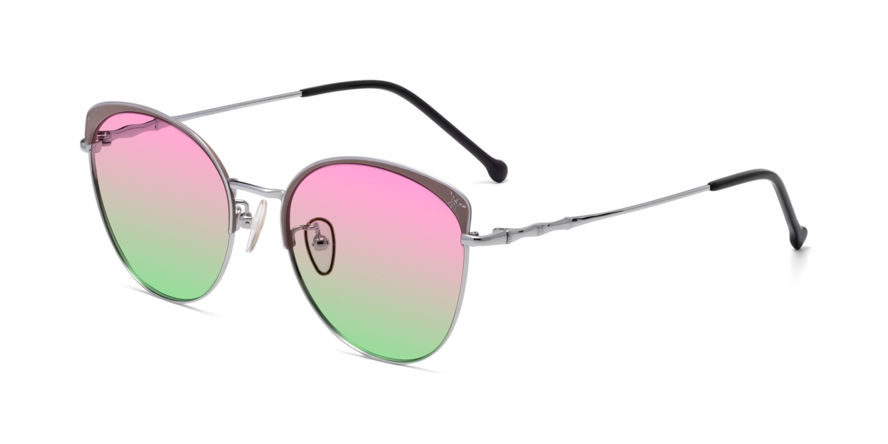 Angle of 18019 in Tan-Silver with Pink / Green Gradient Lenses