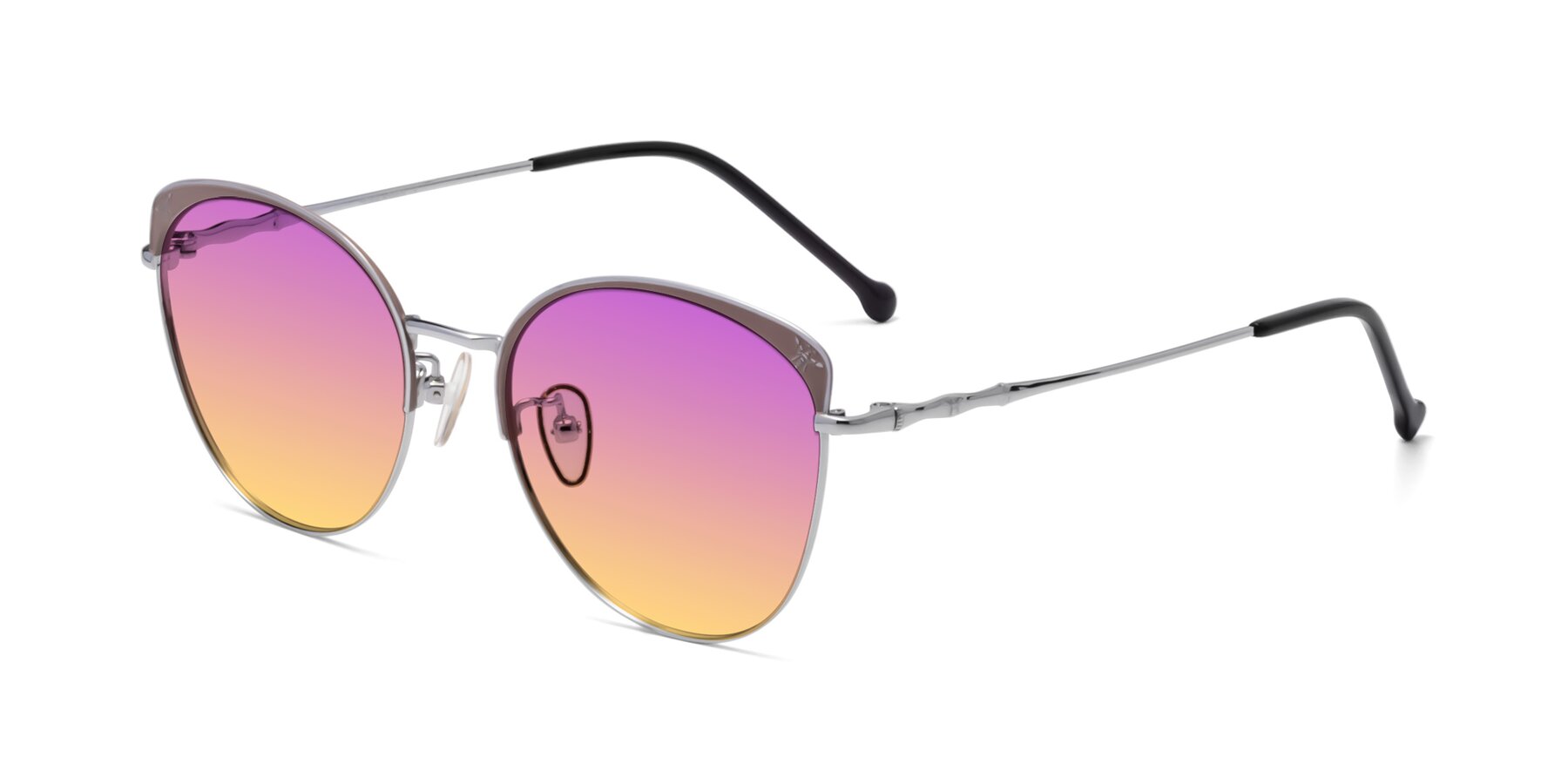 Angle of 18019 in Tan-Silver with Purple / Yellow Gradient Lenses