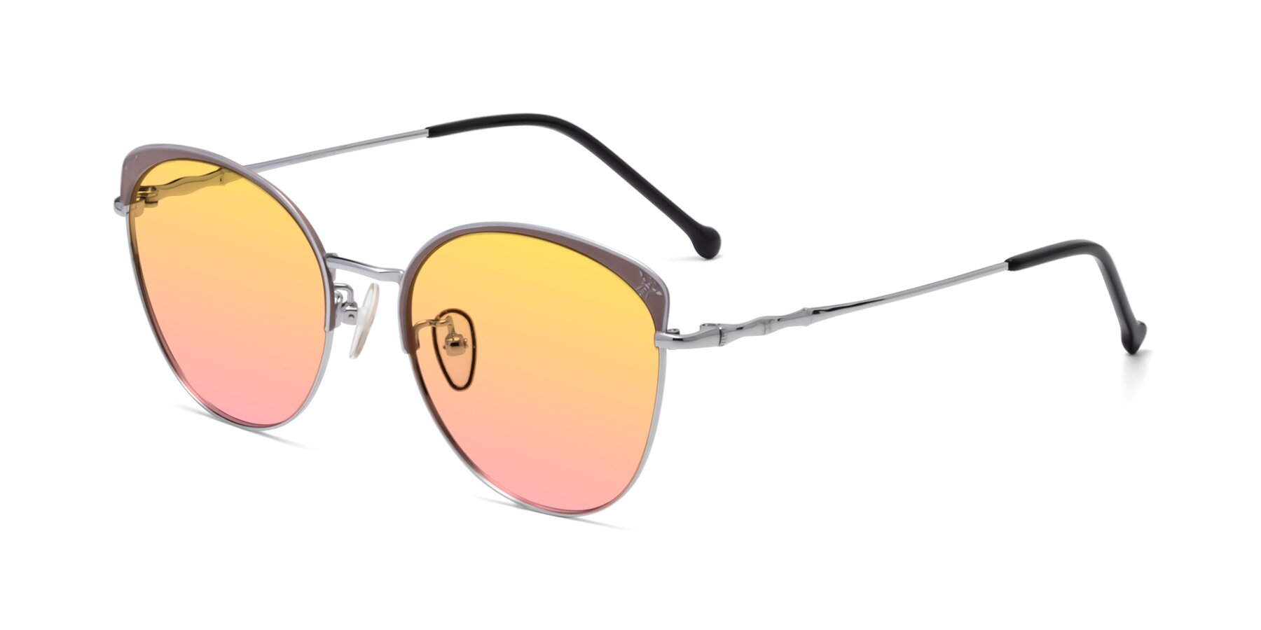 Angle of 18019 in Tan-Silver with Yellow / Pink Gradient Lenses