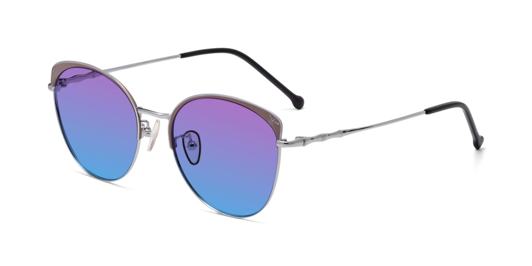 Angle of 18019 in Tan-Silver with Purple / Blue Gradient Lenses