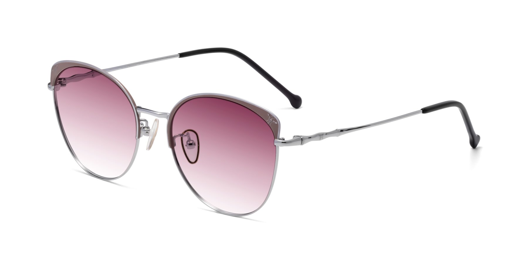 Angle of 18019 in Tan-Silver with Wine Gradient Lenses