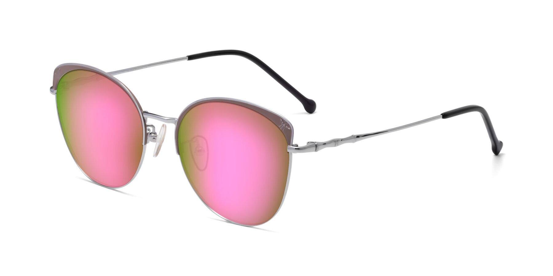 Angle of 18019 in Tan-Silver with Pink Mirrored Lenses