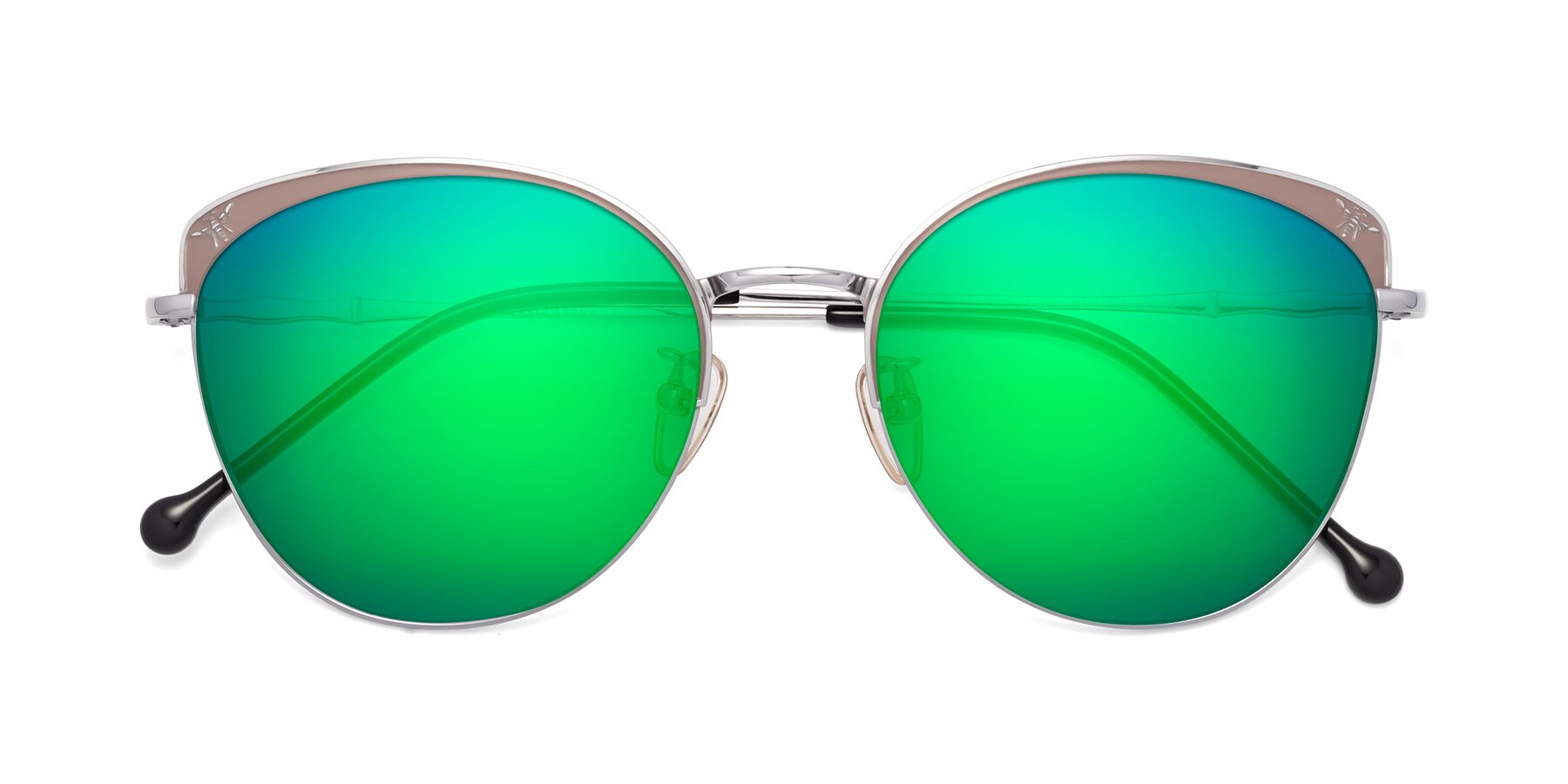 Folded Front of 18019 in Tan-Silver with Green Mirrored Lenses