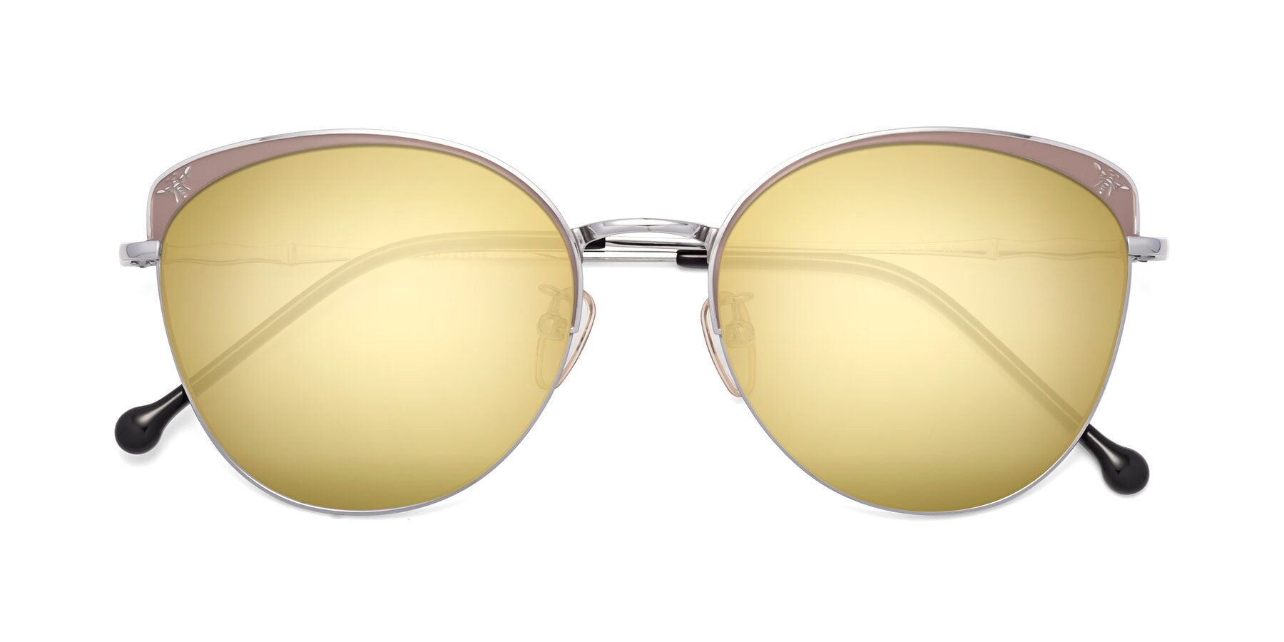 Folded Front of 18019 in Tan-Silver with Gold Mirrored Lenses
