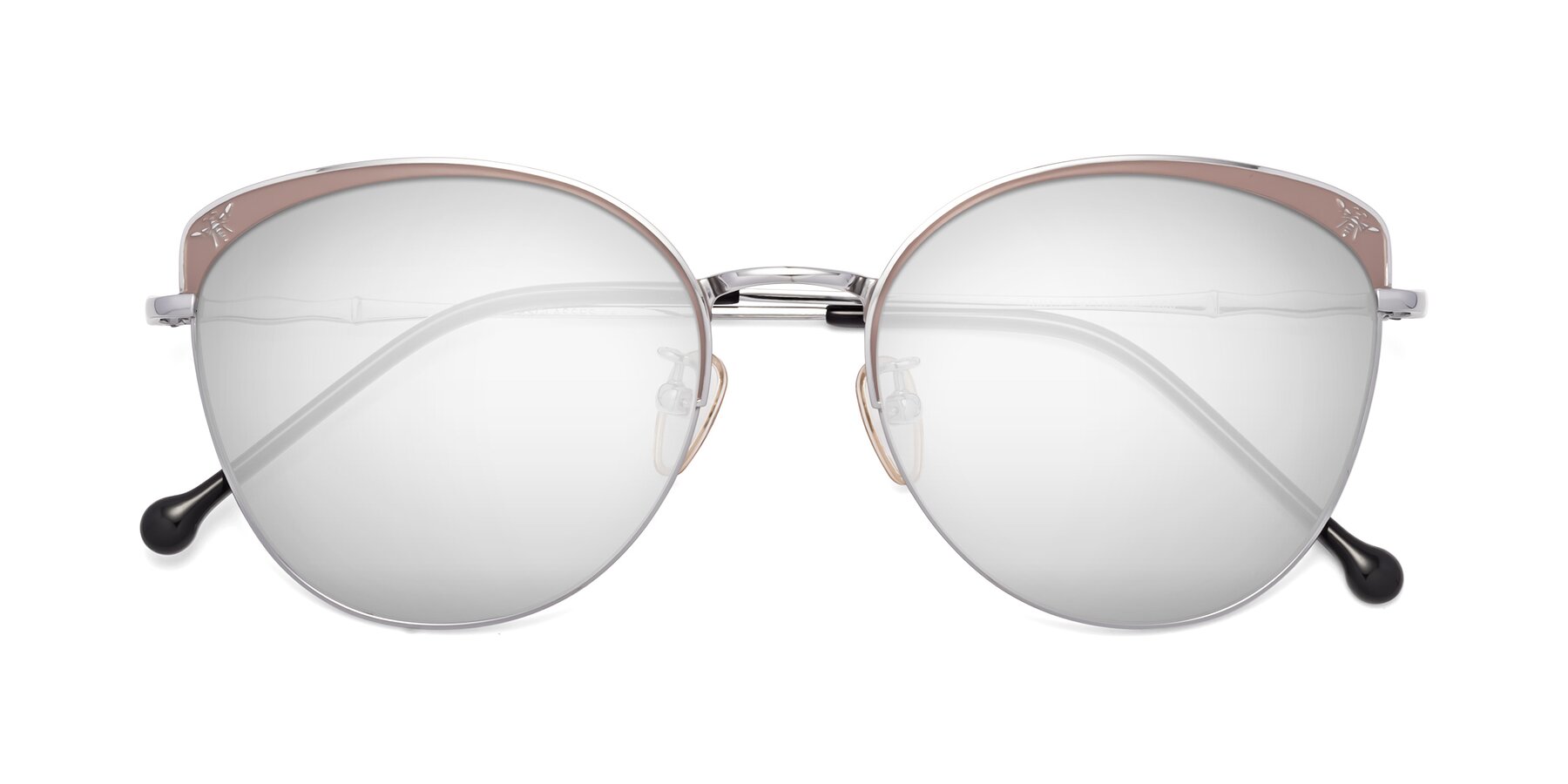 Folded Front of 18019 in Tan-Silver with Silver Mirrored Lenses