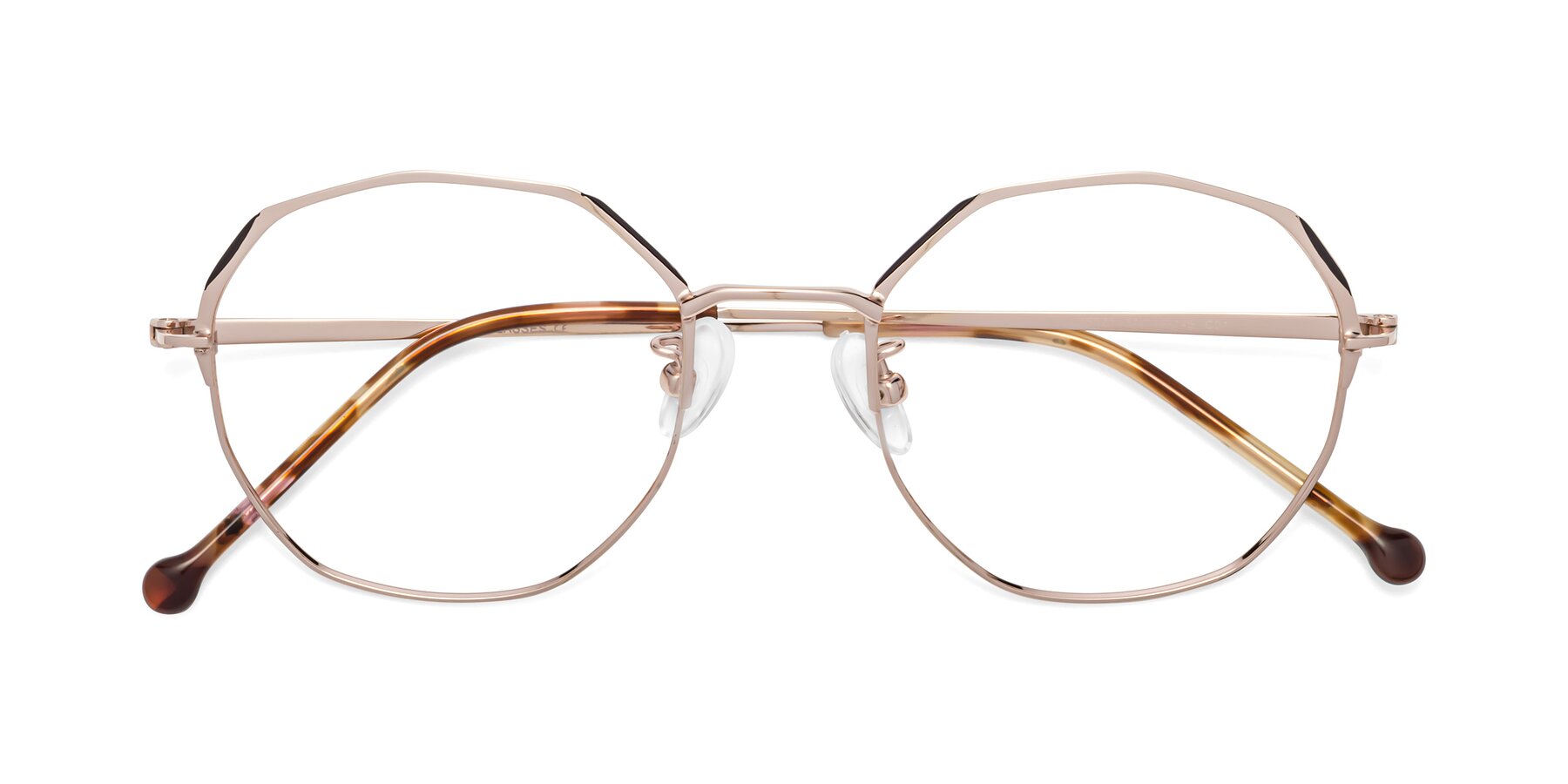 Folded Front of 18020 in Rose Gold with Clear Eyeglass Lenses