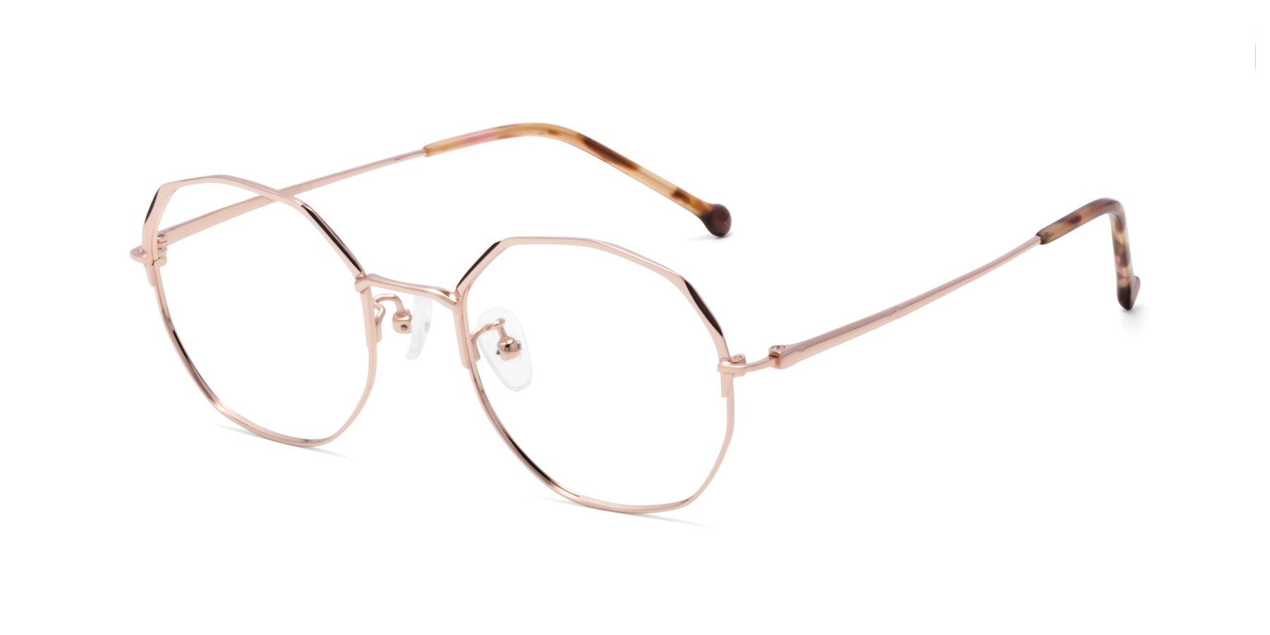 Angle of 18020 in Rose Gold with Clear Eyeglass Lenses