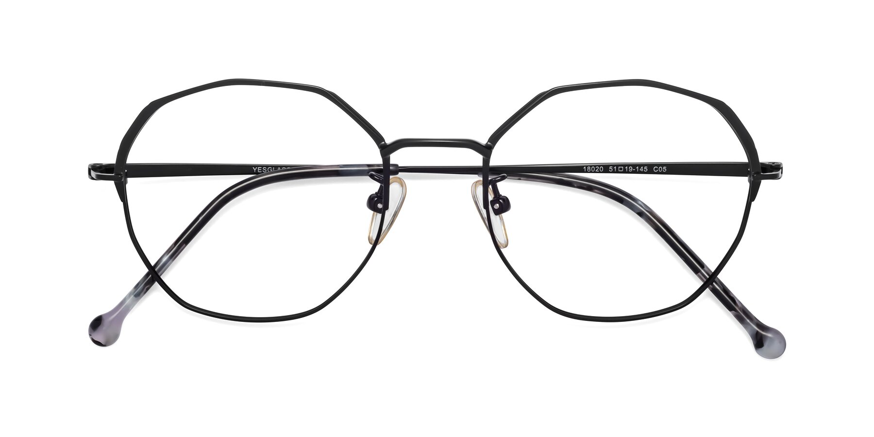 Folded Front of 18020 in Black with Clear Reading Eyeglass Lenses