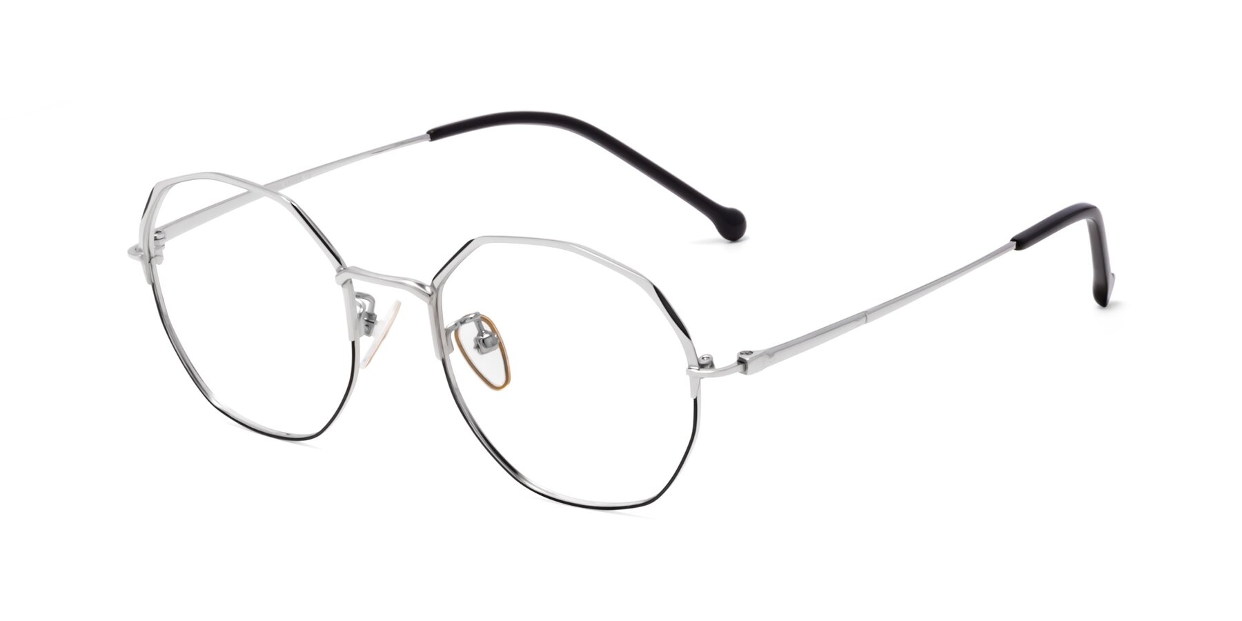 Angle of 18020 in Silver-Black with Clear Blue Light Blocking Lenses