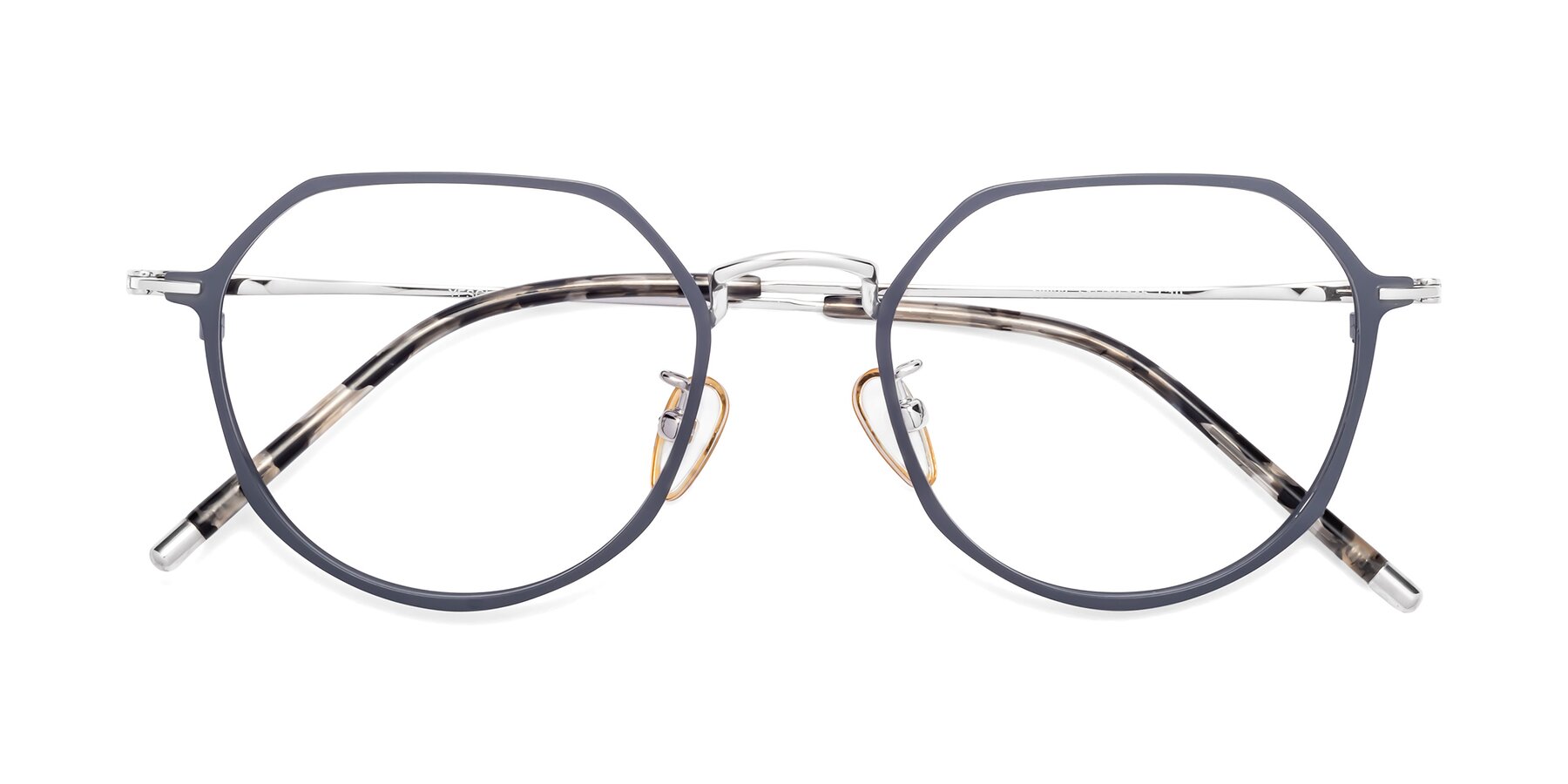 Folded Front of 18023 in Slate Gray-Silver with Clear Blue Light Blocking Lenses
