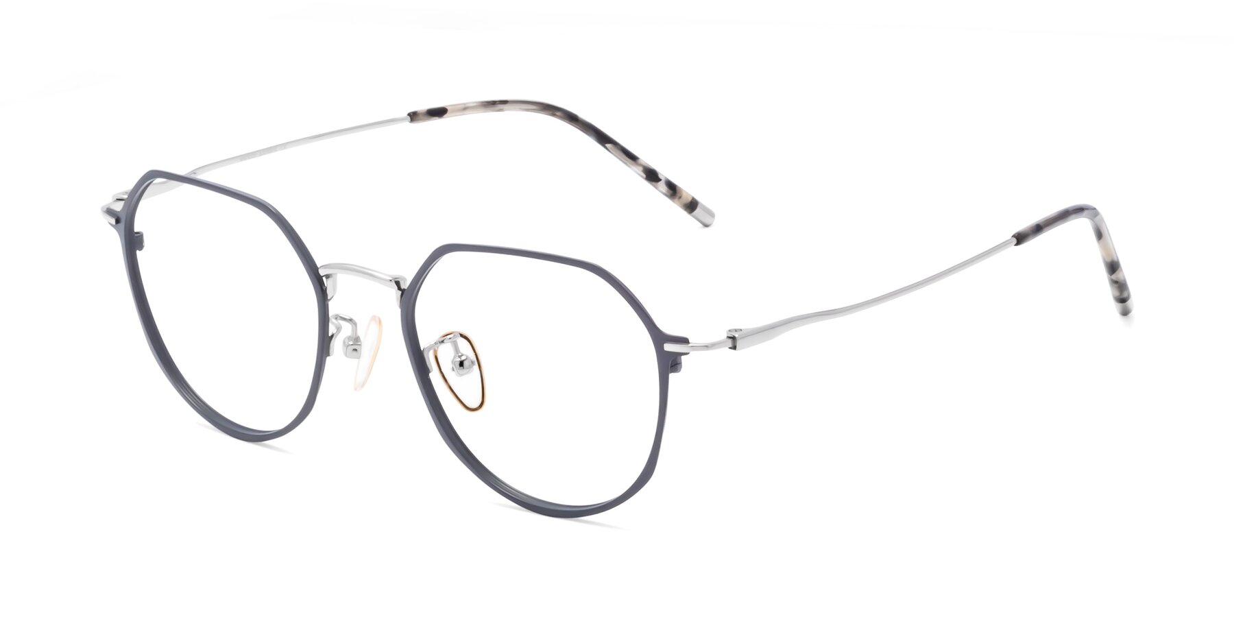 Angle of 18023 in Slate Gray-Silver with Clear Eyeglass Lenses