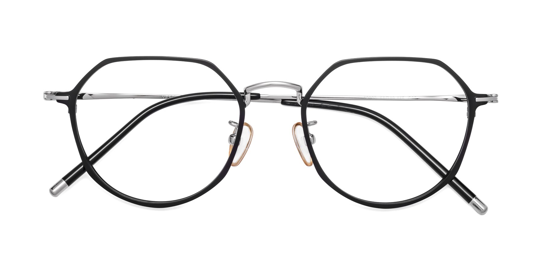 Folded Front of 18023 in Black-Silver with Clear Eyeglass Lenses
