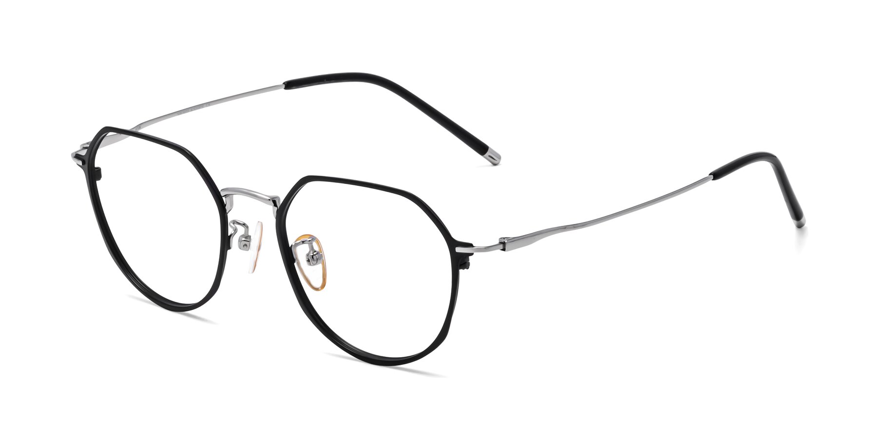 Angle of 18023 in Black-Silver with Clear Eyeglass Lenses