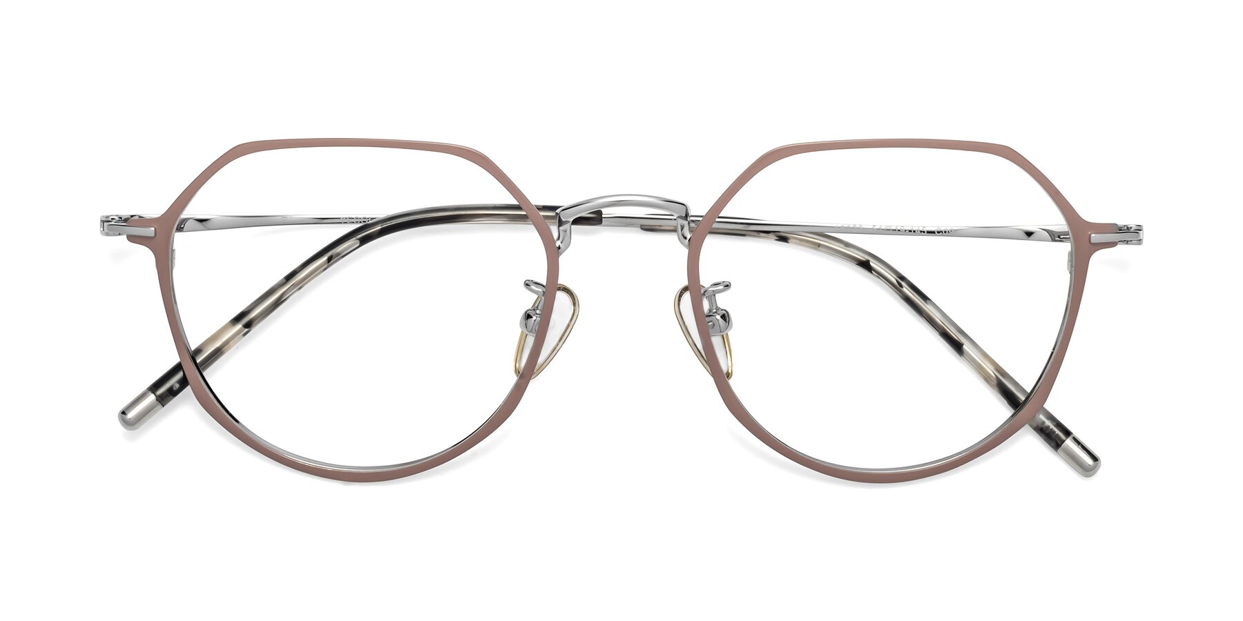 Folded Front of 18023 in Sand-Silver with Clear Eyeglass Lenses