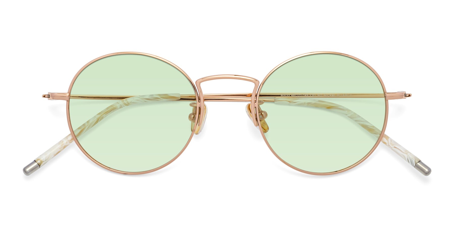 Folded Front of 80033 in Rose Gold with Light Green Tinted Lenses