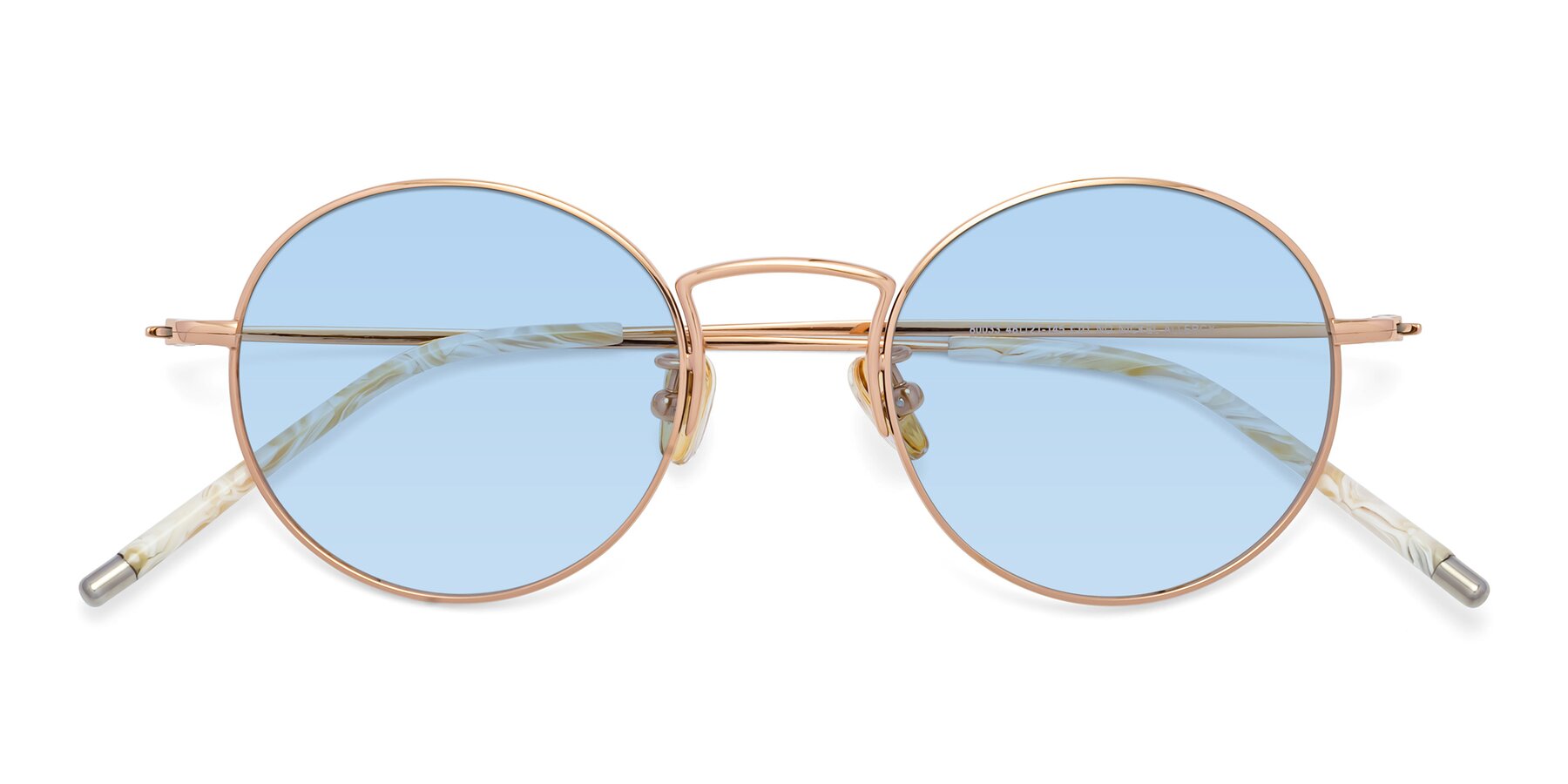 Folded Front of 80033 in Rose Gold with Light Blue Tinted Lenses