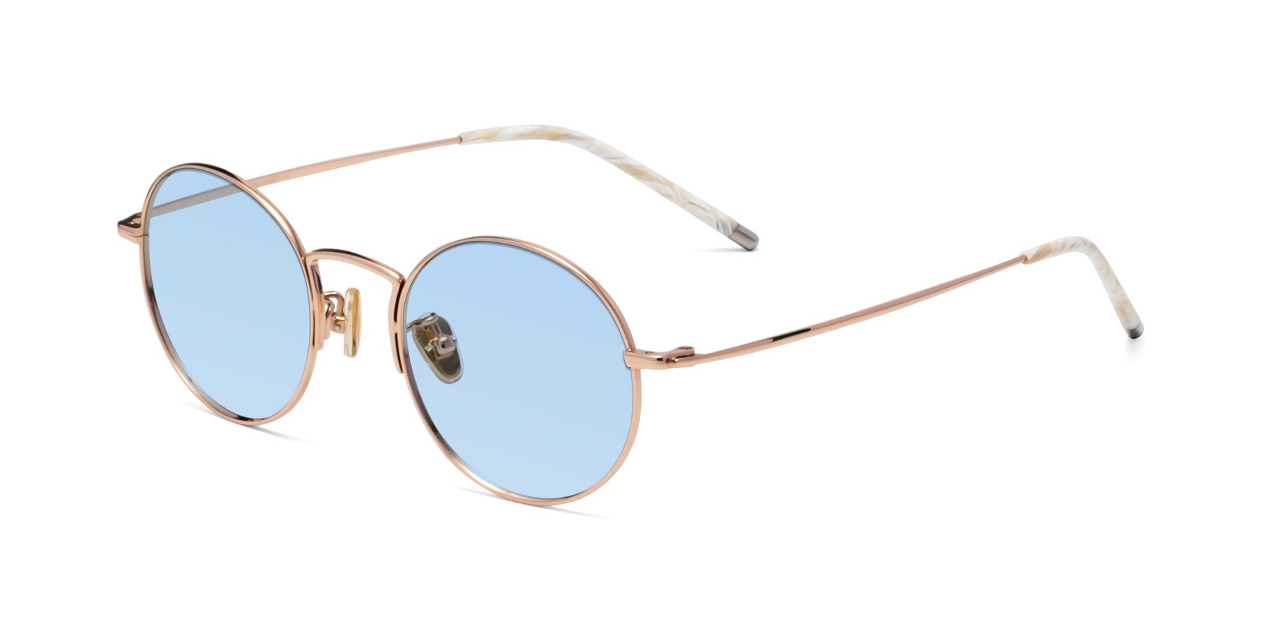 Angle of 80033 in Rose Gold with Light Blue Tinted Lenses