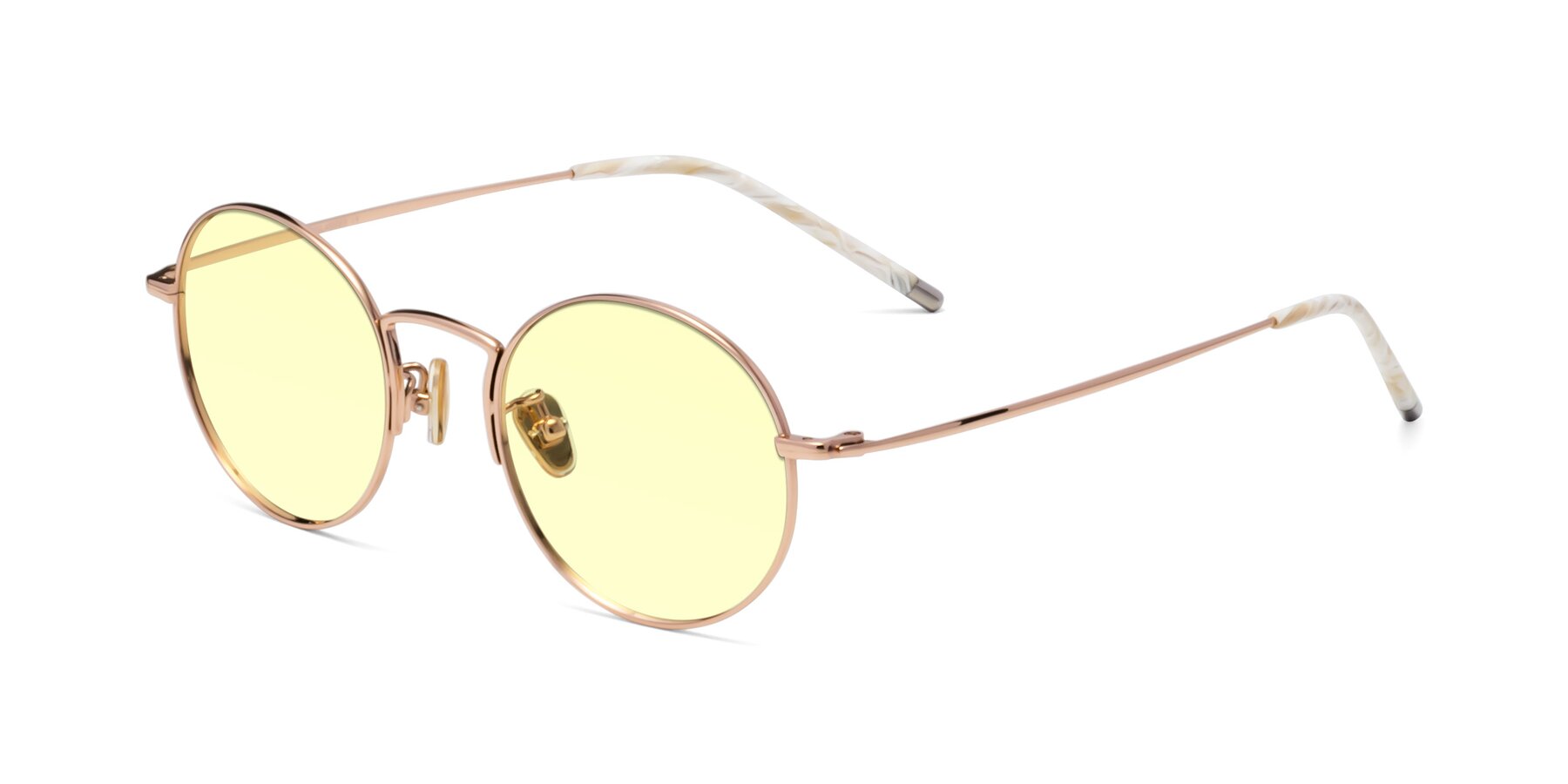 Angle of 80033 in Rose Gold with Light Yellow Tinted Lenses