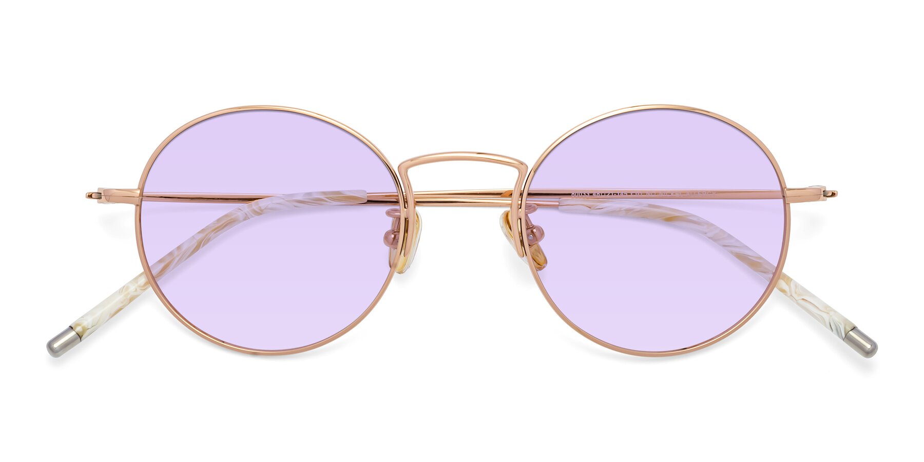 Folded Front of 80033 in Rose Gold with Light Purple Tinted Lenses
