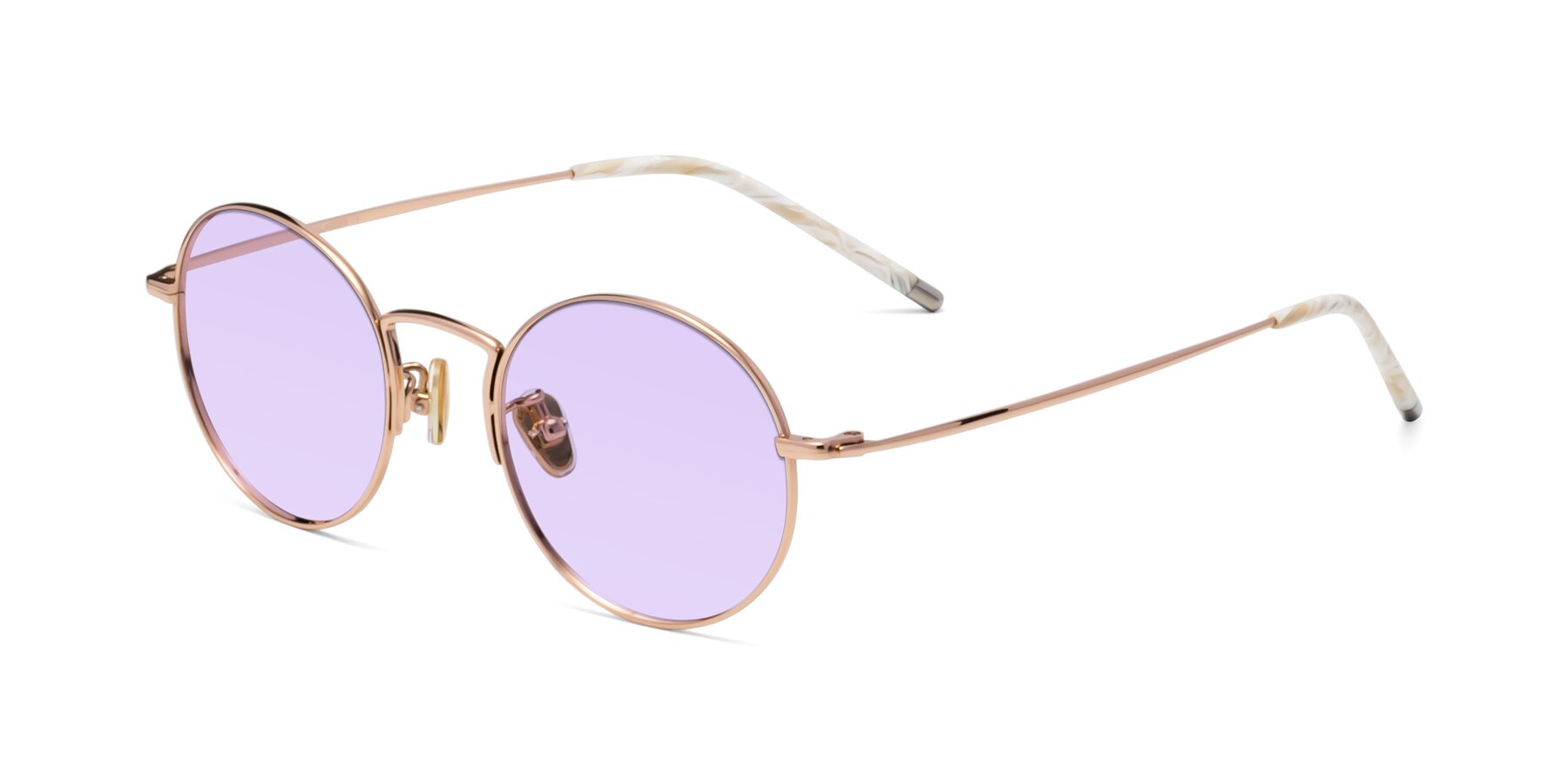 Angle of 80033 in Rose Gold with Light Purple Tinted Lenses