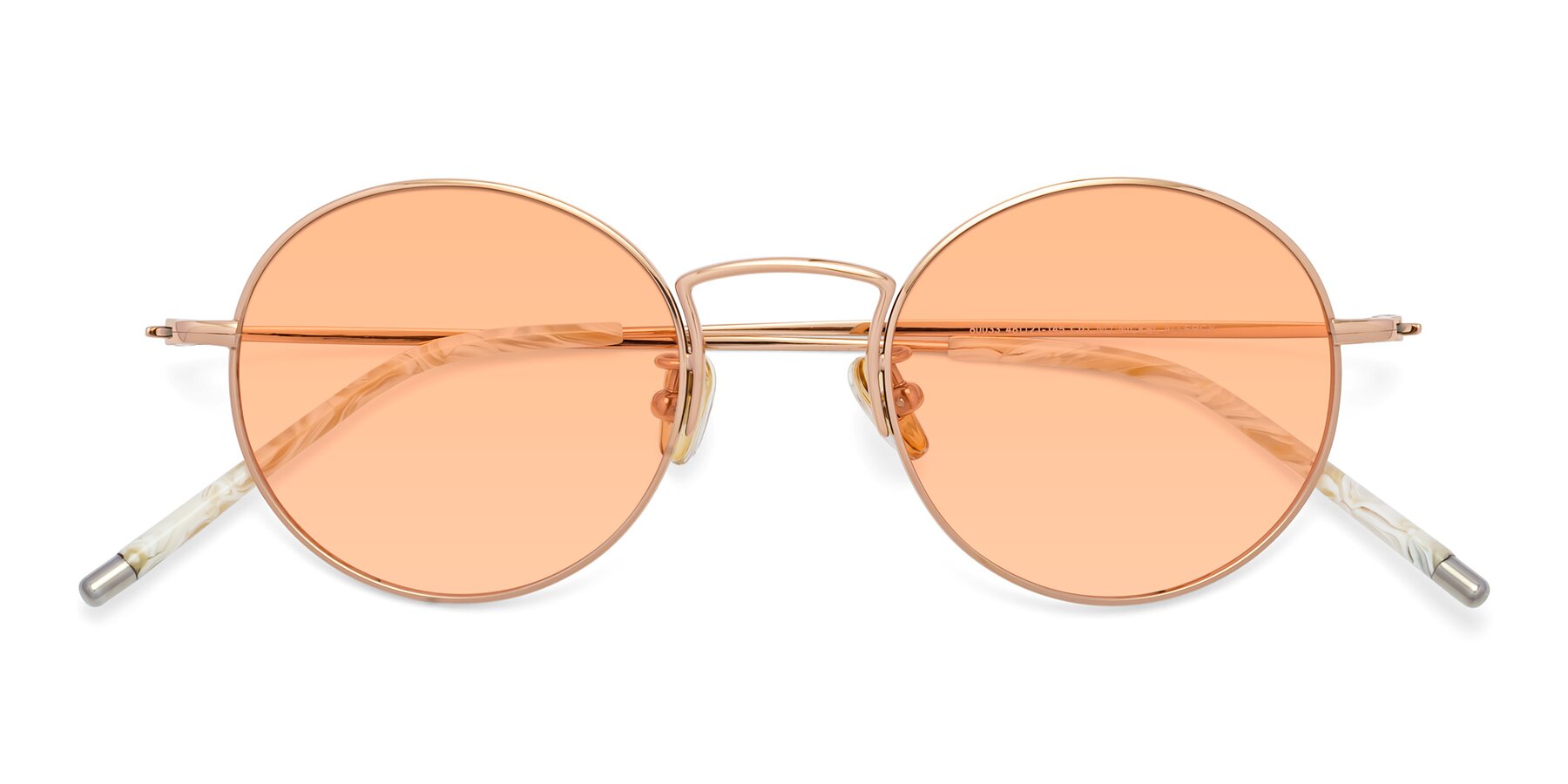 Folded Front of 80033 in Rose Gold with Light Orange Tinted Lenses