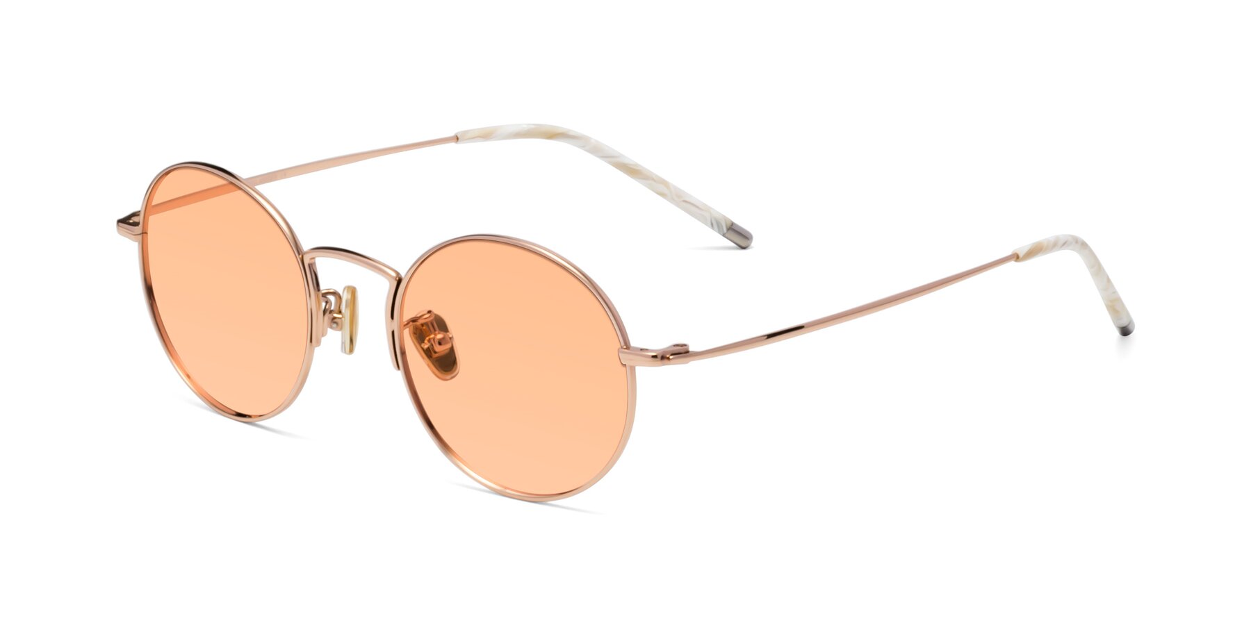 Angle of 80033 in Rose Gold with Light Orange Tinted Lenses