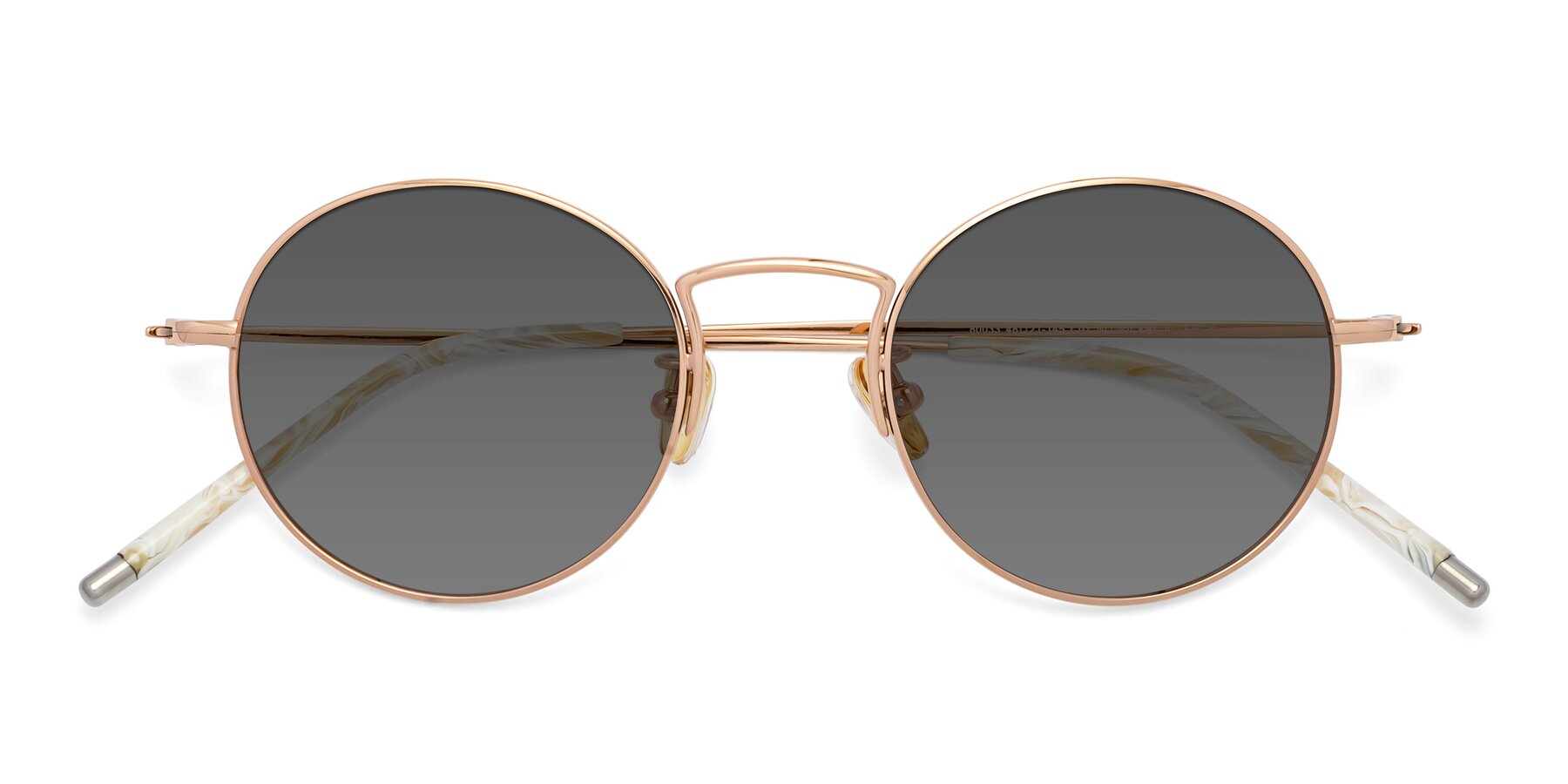 Folded Front of 80033 in Rose Gold with Medium Gray Tinted Lenses