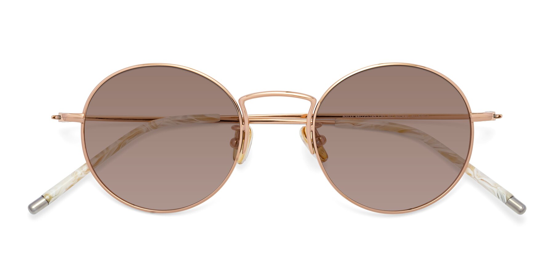 Folded Front of 80033 in Rose Gold with Medium Brown Tinted Lenses