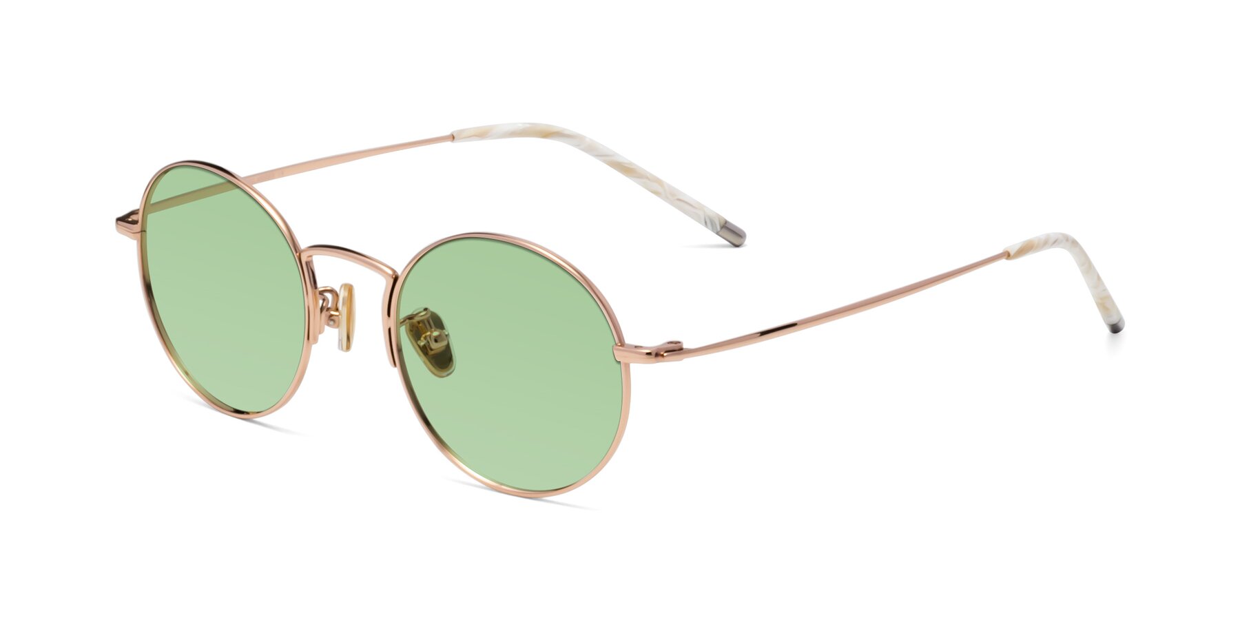 Angle of 80033 in Rose Gold with Medium Green Tinted Lenses