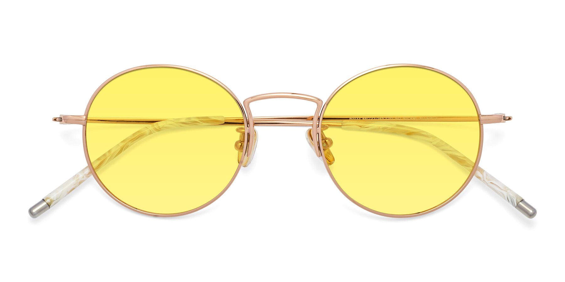 Folded Front of 80033 in Rose Gold with Medium Yellow Tinted Lenses