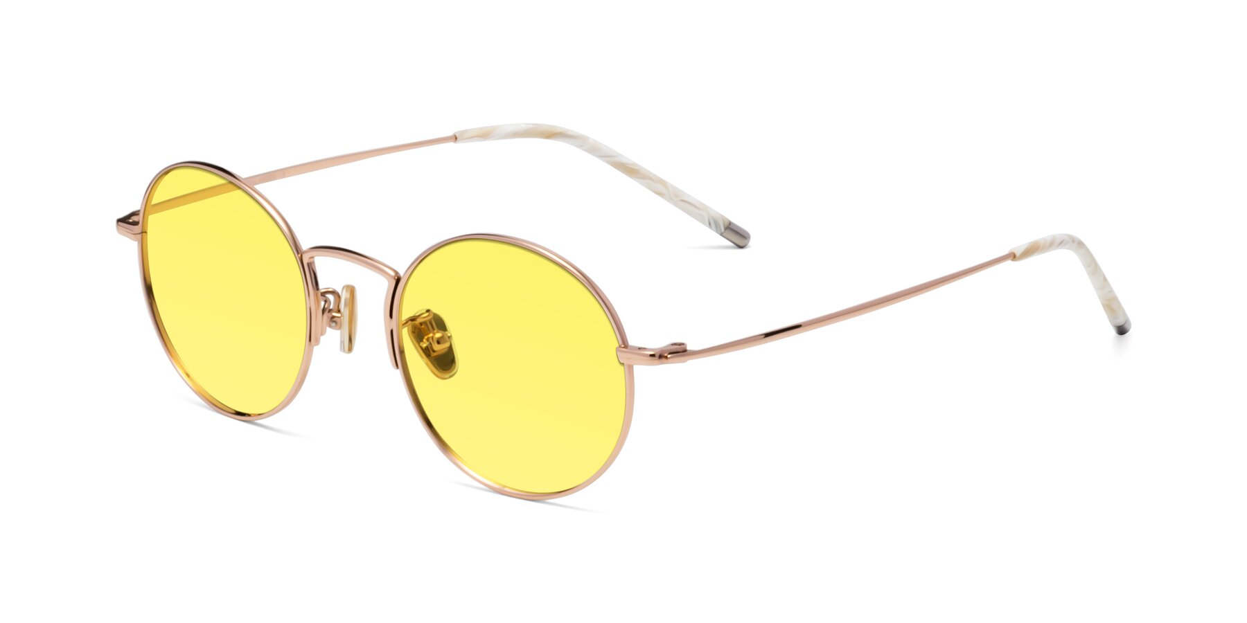 Angle of 80033 in Rose Gold with Medium Yellow Tinted Lenses